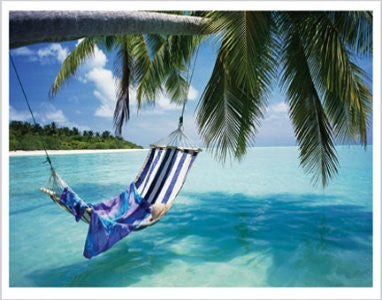 NAT60013" Tropical Beach - Hammock Under Tree" (11 X 14)