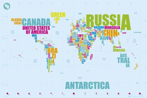 NAT90025 - World Map in Words 24x36