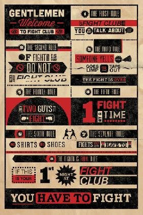 FLM89754 Vintage Fight Club Rules 26x36