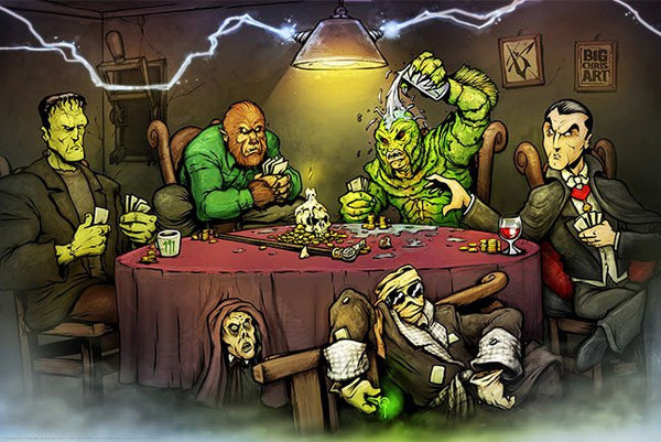playing monsters Monsters Playing Poker (24x36)