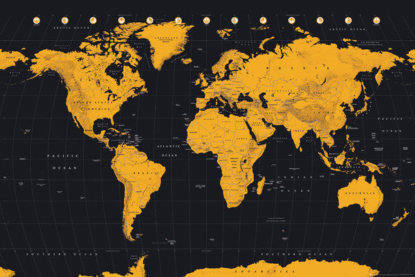 World Map - Gold (24x36) - NAT08460