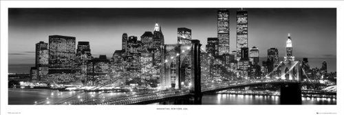 New York Night Skyline (B&W) (21x60) - BAW90007