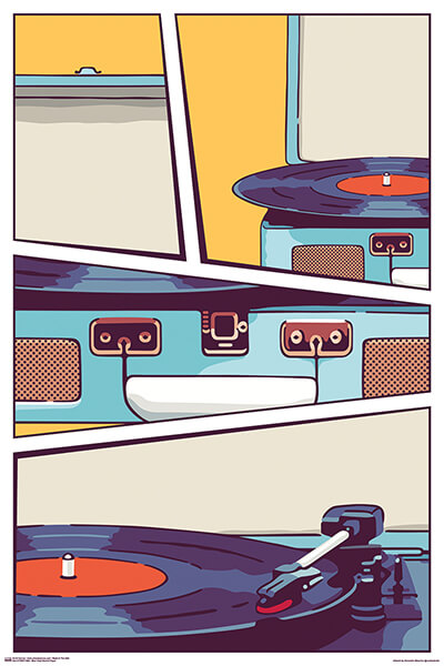 "Blue Vinyl Record Player" (36X24) PSP011695