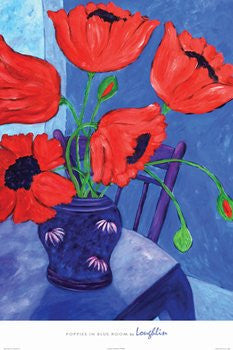 Poppies in Blue Room (24x36) - FAR36433