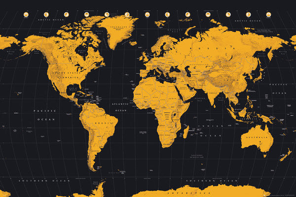 World Map - Gold (24x36) - NAT08460