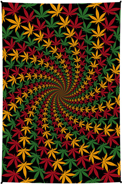 3D Rasta Leaf Spiral Mini Tapestry